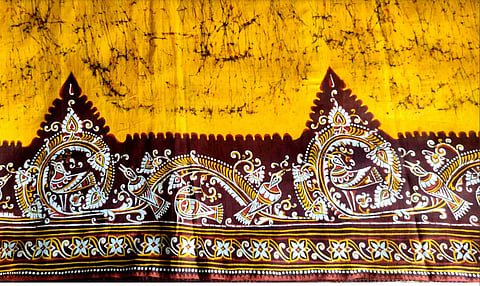 Shantiniketan batik work on a sari