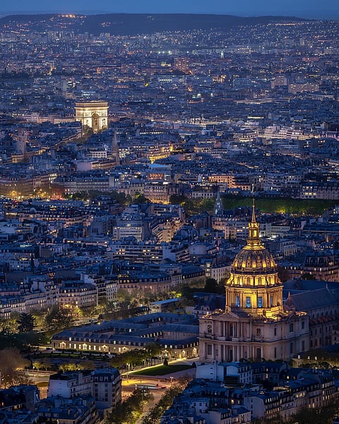 A view of Paris at night from the 210-metre-tall Tour Montparnasse