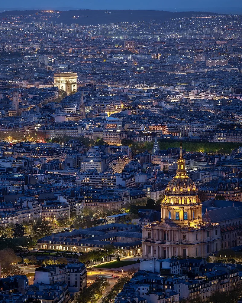 A view of Paris at night from the 210-metre-tall Tour Montparnasse