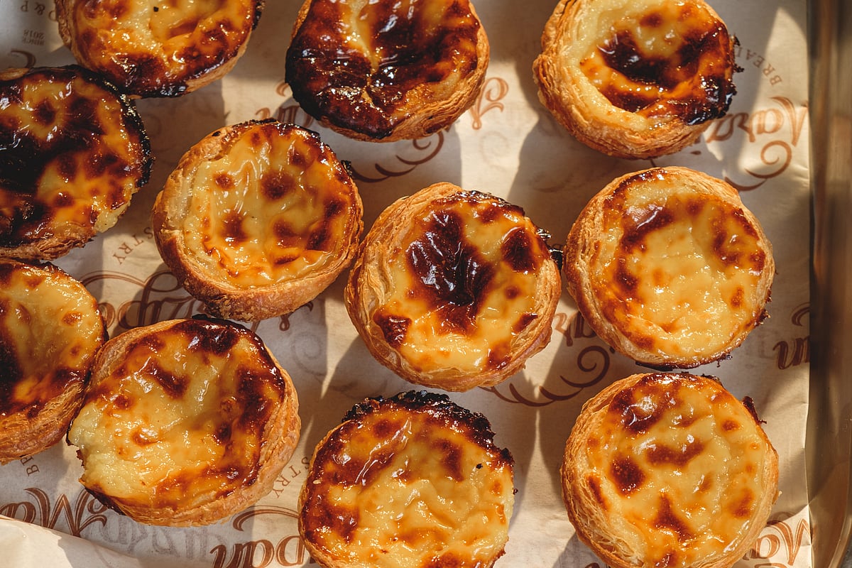 Pastel de nata is a Portuguese egg custard tart pastry