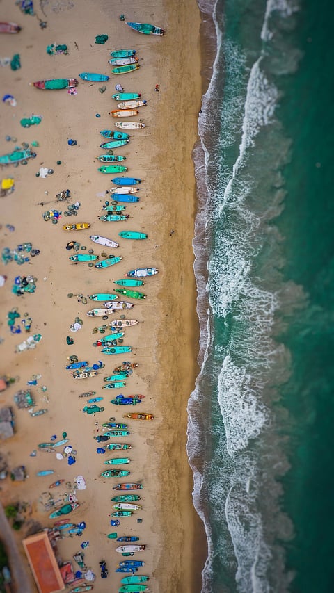 An aerial view of the Pondicherry Beach