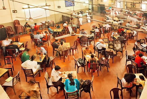 An aerial view inside the Indian Coffee House, Kolkata
