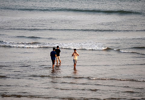 Tourists at Alibaug beach 