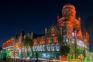 Lalam photography/Shutterstock : The Municipal Corporation Building is lit up in the Indian tricolour