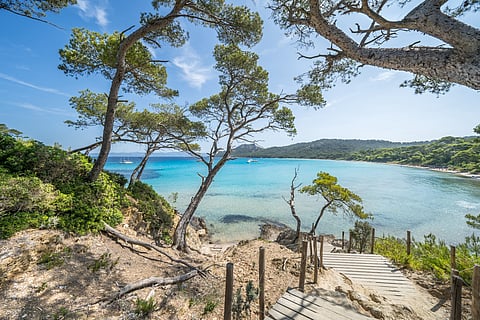 World famous beautiful Notre Dame beach on Porquerolles island