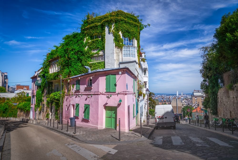 Street in quarter Montmartre in Paris