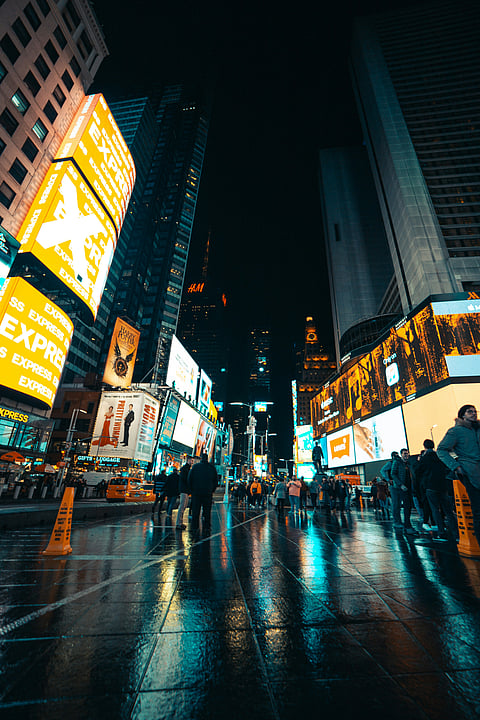 The iconic Times Square at night