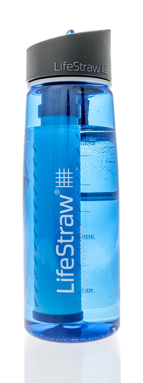 A filtered water bottle