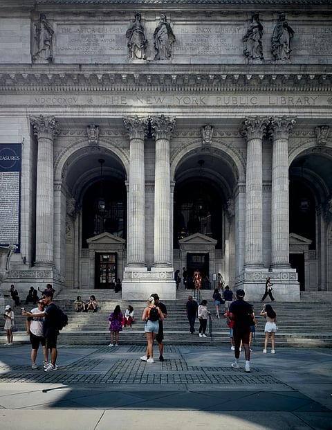 The facade of New York Public Library