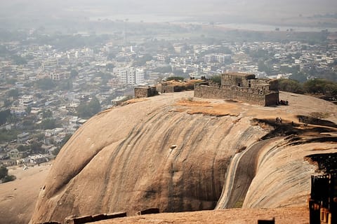 Bhuvanagiri Fort sits atop a rock formation that resembles a gargantuan stone egg