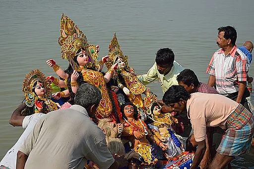 Immersing the idol in the river signals the end of the festival