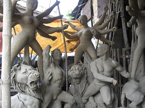 At a clay artists' workshop in Kumartuli