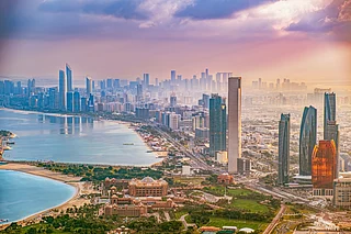 Shutterstock : An aerial cityscape of Abu Dhabi