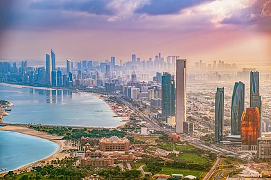 Shutterstock : An aerial cityscape of Abu Dhabi