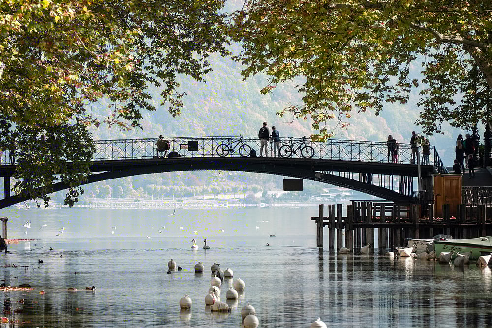 Pont des Amours (Love Bridge) in the city of Annecy, in Haute-Savoie