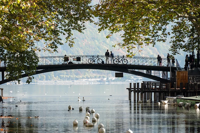 Pont des Amours (Love Bridge) in the city of Annecy, in Haute-Savoie