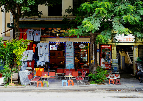A side walk cafe in Hanoi