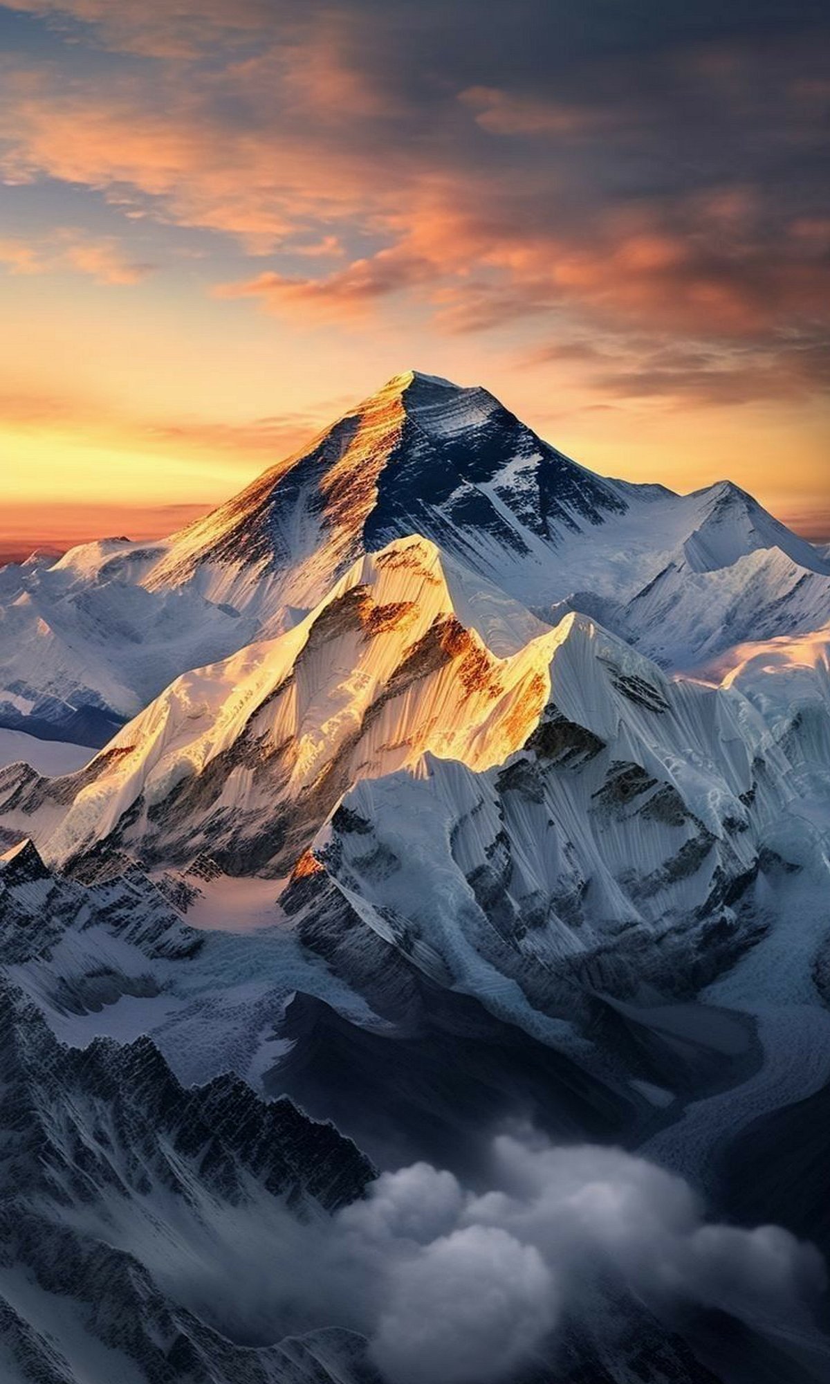 Shutterstock : The splendour of Mount Everest behind the twilight sky