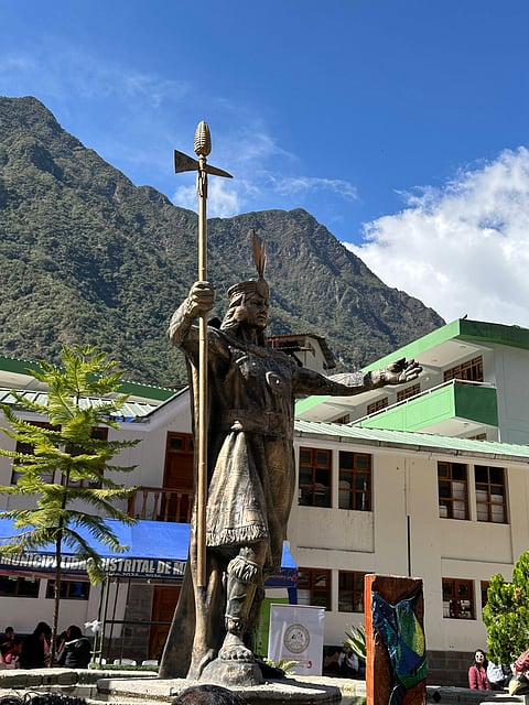 The statue of Pachachutek, the Inca Chieftain who had commissioned the building of Machu Picchu