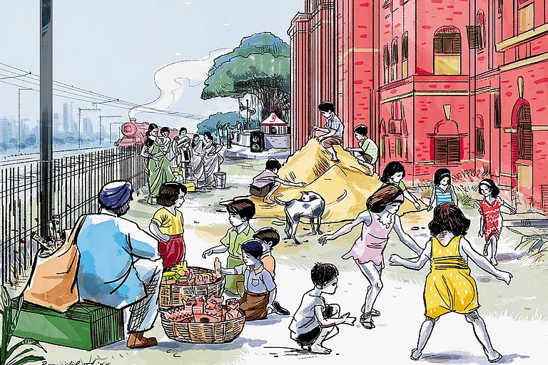 An artists depiction of the Sealdah Railway Officers Colony in Kolkata - Illustration: Rounak Patra