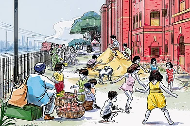 Illustration: Rounak Patra : An artists depiction of the Sealdah Railway Officers Colony in Kolkata
