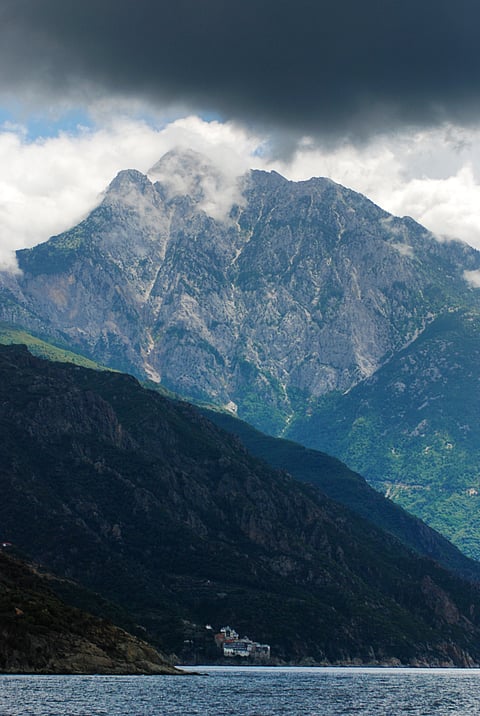 View of the Aegean Sea and Mount Athos