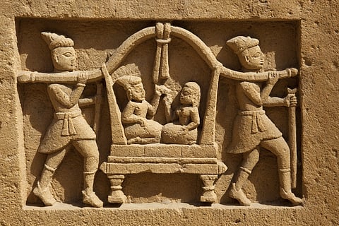 Carvings at a Jain temple in Lodhruva village