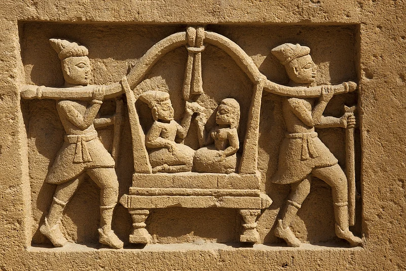 Carvings at a Jain temple in Lodhruva village