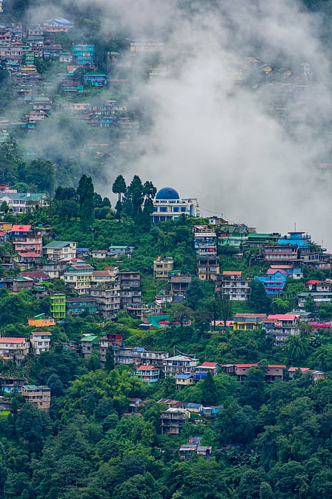 A view of Darjeeling shrouded in mist