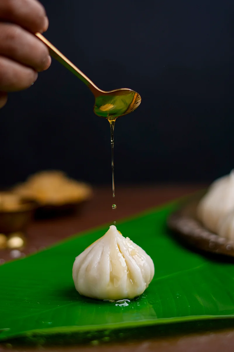 Ukadiche Modak is the most authentic variant, filled with jaggery and coconut and encased in rice flour shell