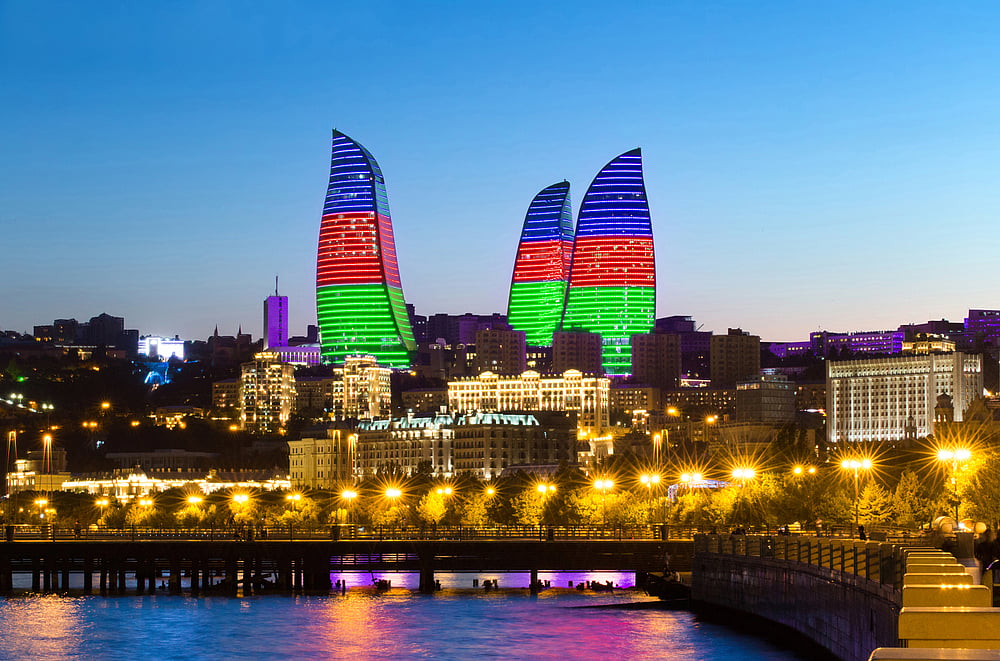 Night view of the Flame Towers