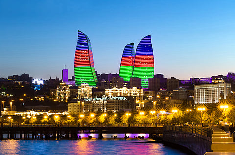 Night view of the Flame Towers