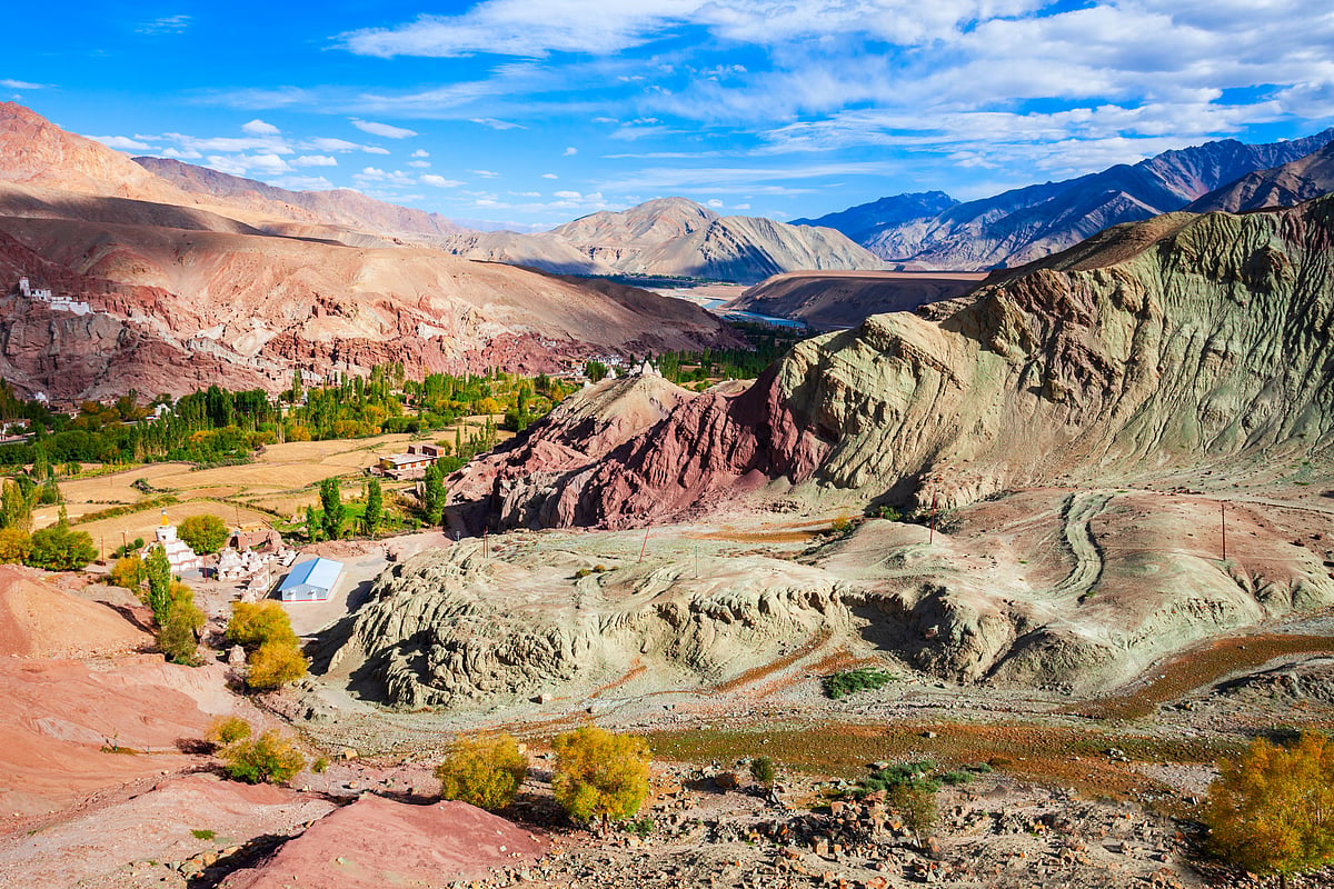 Explore the stunning moonland landscape of Lamayuru by hiking through its eroded hills