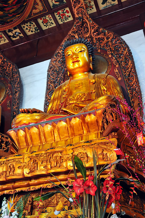 Buddha image at the Jade Buddha Temple in Shanghai, China