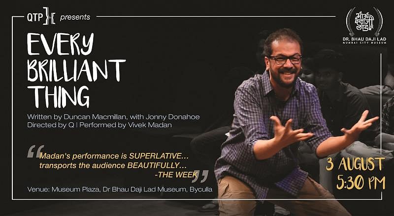 Presented as a live participative performance, Every Brilliant Thing is an  intimate piece that invites the audience to celebrate the joy found in everyday objects