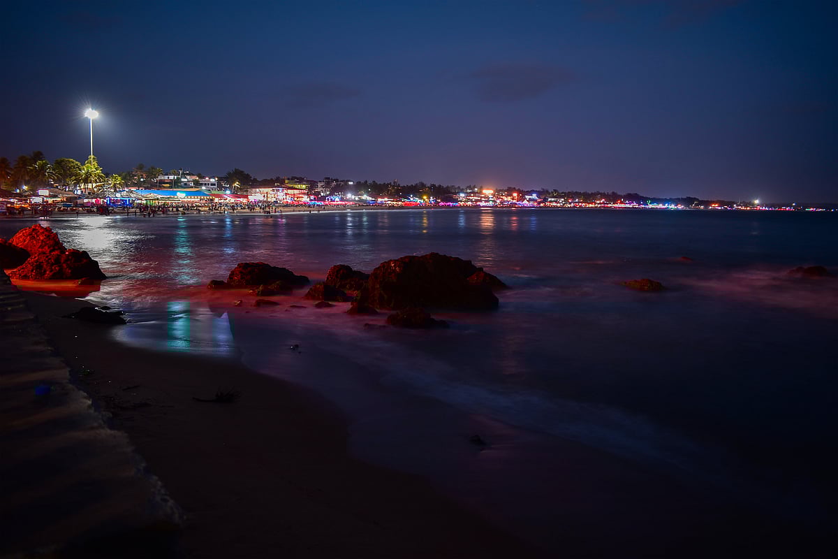Baga Beach in North Goa at night
