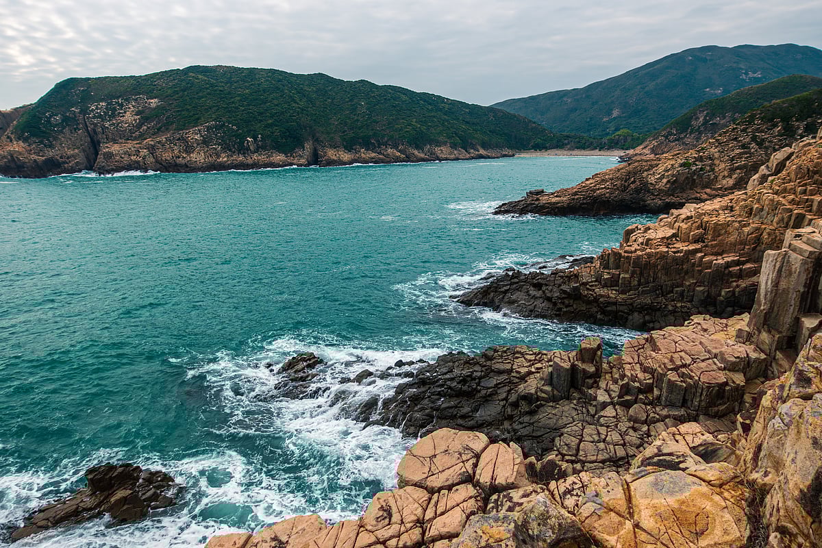 The hexagonal columns landscape in Hong Kong Geopark, Sai Kung