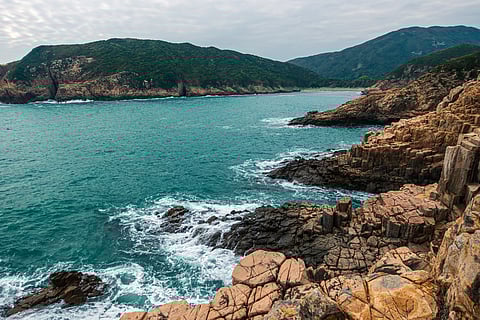 The hexagonal columns landscape in Hong Kong Geopark, Sai Kung