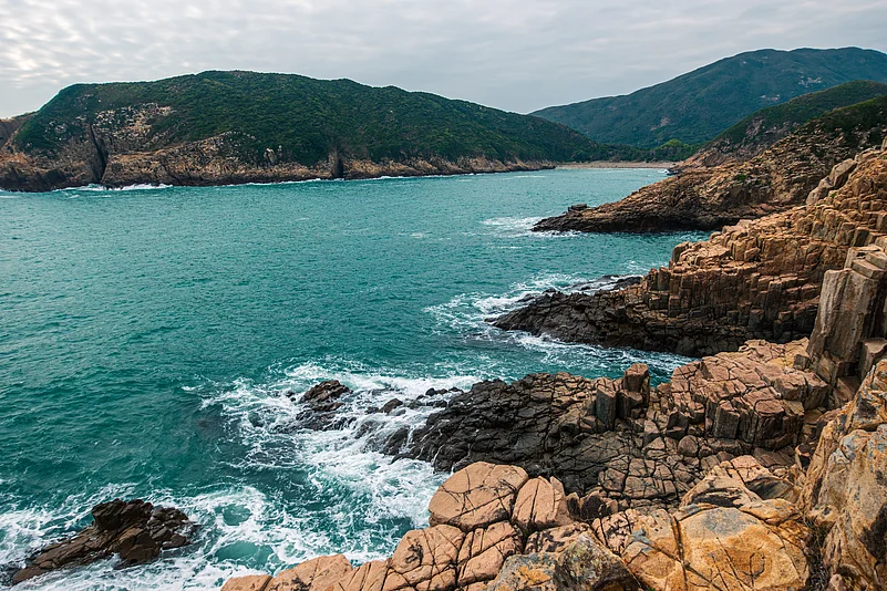 The hexagonal columns landscape in Hong Kong Geopark, Sai Kung
