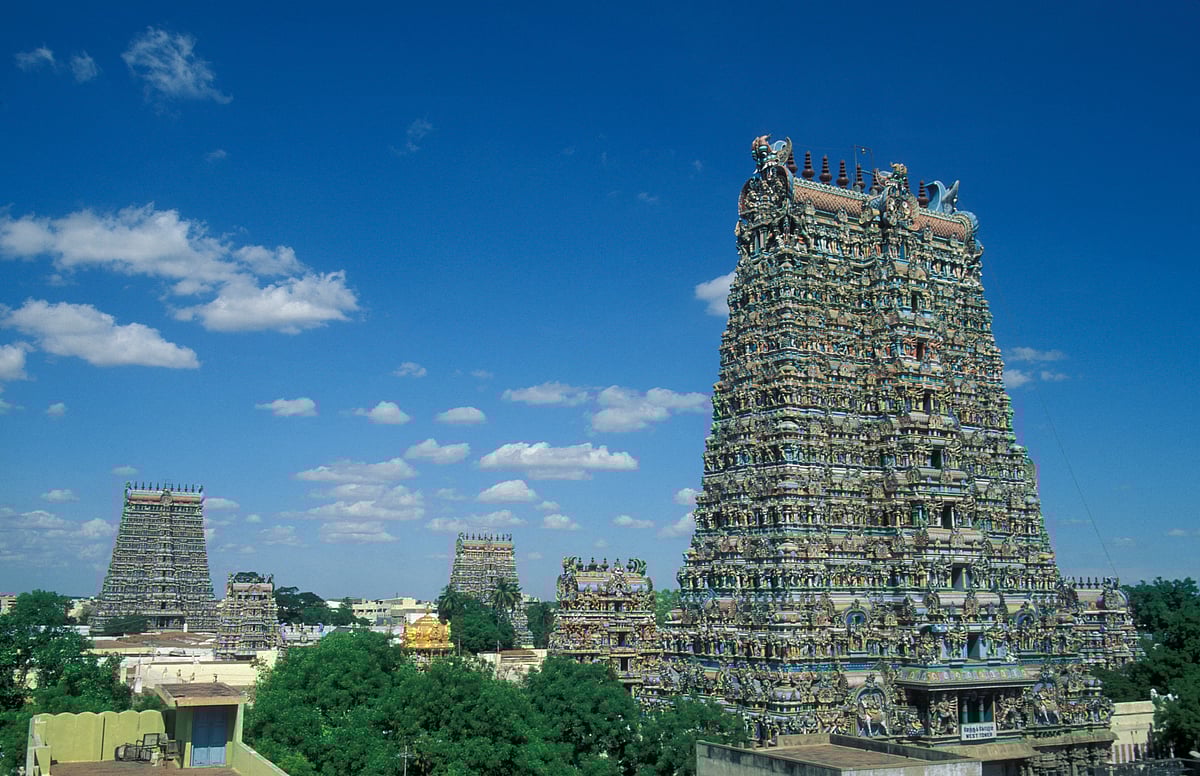 Tower of the Meenakshi Amman Temple in the city of Madurai