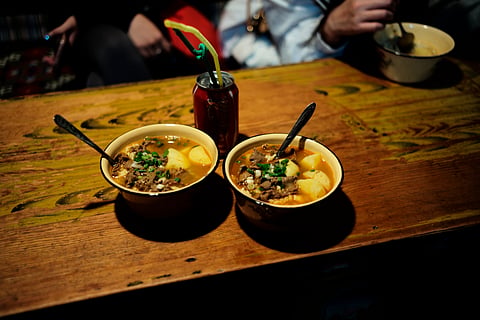 Traditional Tibetan food, mutton soup with rice