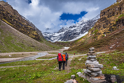 Trekkers with their gear/Representational