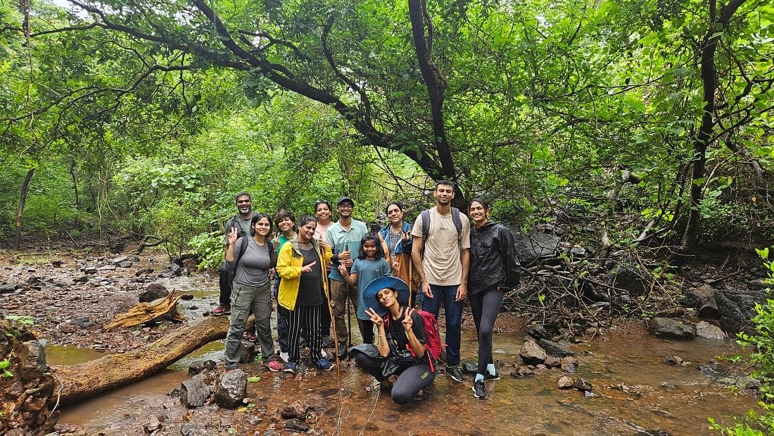 Hikers on a forest trail in Mumbai