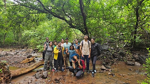 Hikers on a forest trail in Mumbai