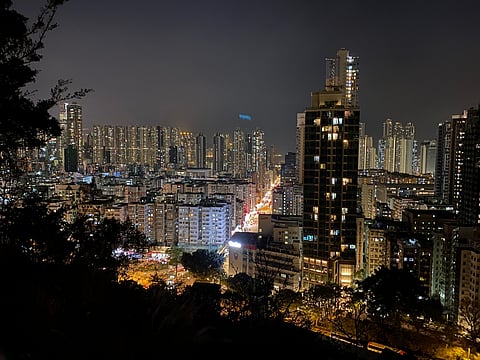 Sham Shui Po from the summit of Garden Hill at night
