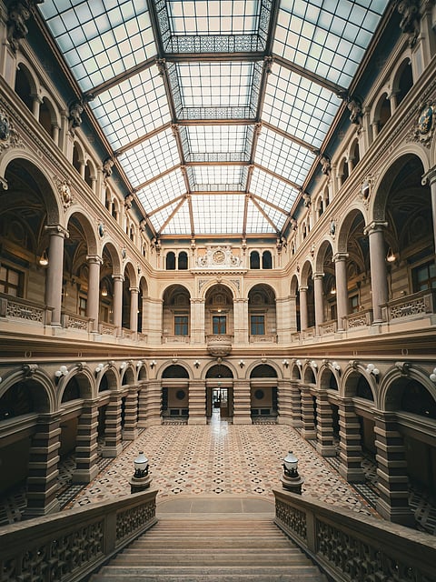 The majestic glass dome crowns the building