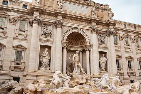 The taming of the waters is the theme of the sculptures of the Trevi Fountain. Tritons guide Oceanus's shell chariot and tame hippocamps