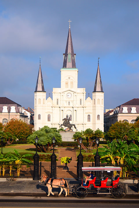 Horse carriage outside St. Louis Cathedral, New Orleans