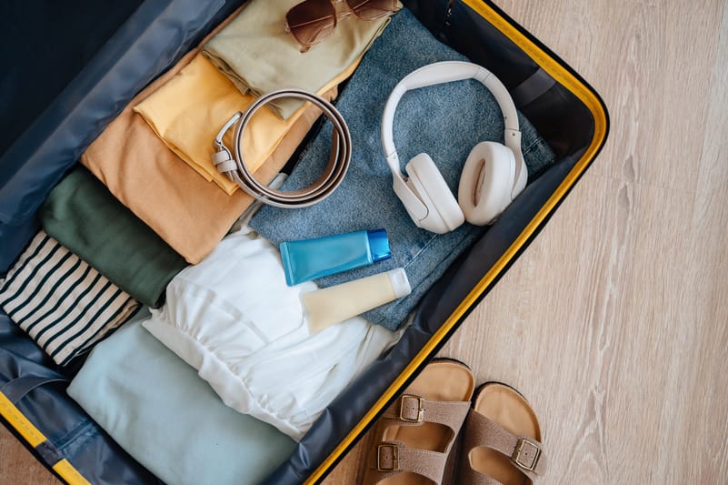 A shot of a smartly packed suitcase