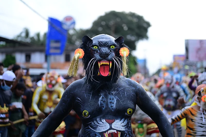 A pulikalikkar resembling a panther